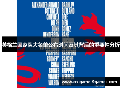 英格兰国家队大名单公布时间及其背后的重要性分析